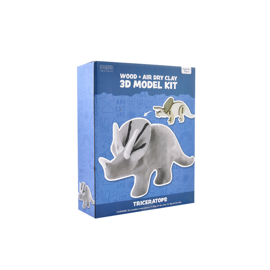 Wood & Air Dry Clay Model Kit - Triceratops